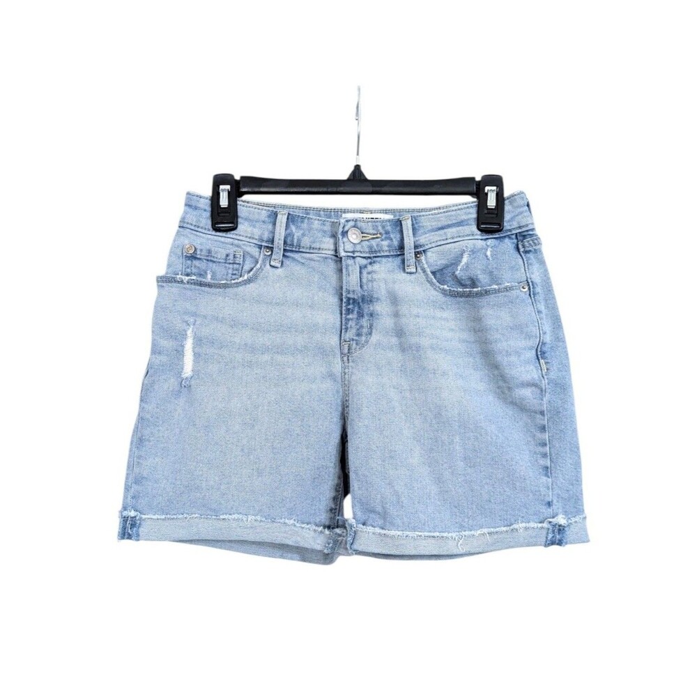 Levi's Denizen Cuffed 4.5" Midi Jean Shorts - Size 2 Womens 26 - Light Wash